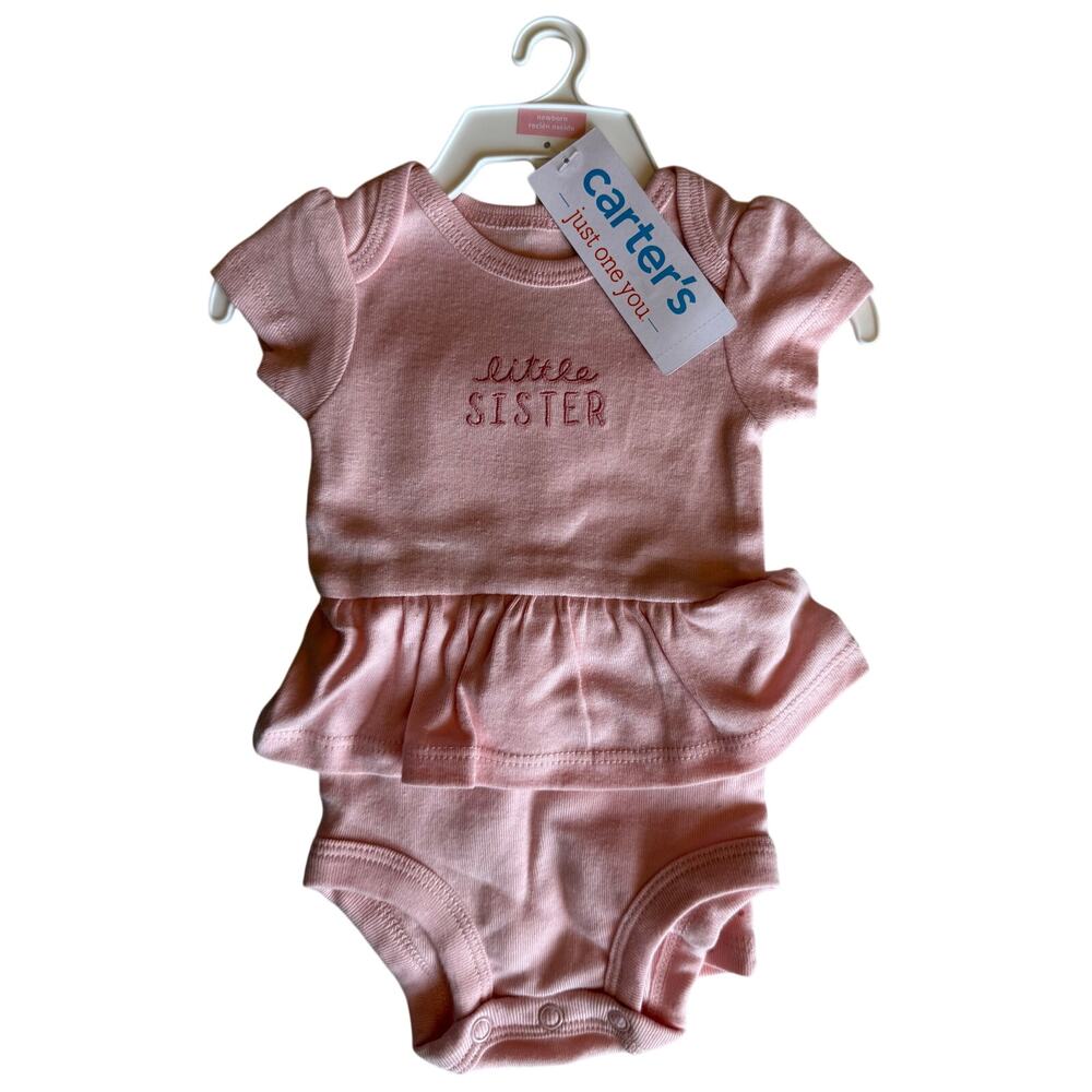 Carters Little Sister Set Pink Tutu Onesie & Pants Outfit NEW